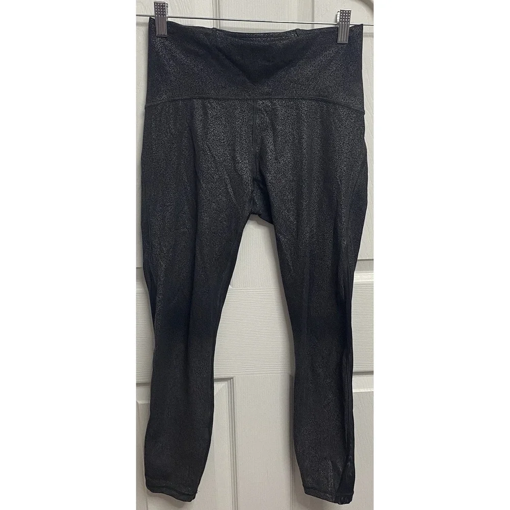 Lululemon Wunder Under Women Sparkle Gray Tights Textured 9